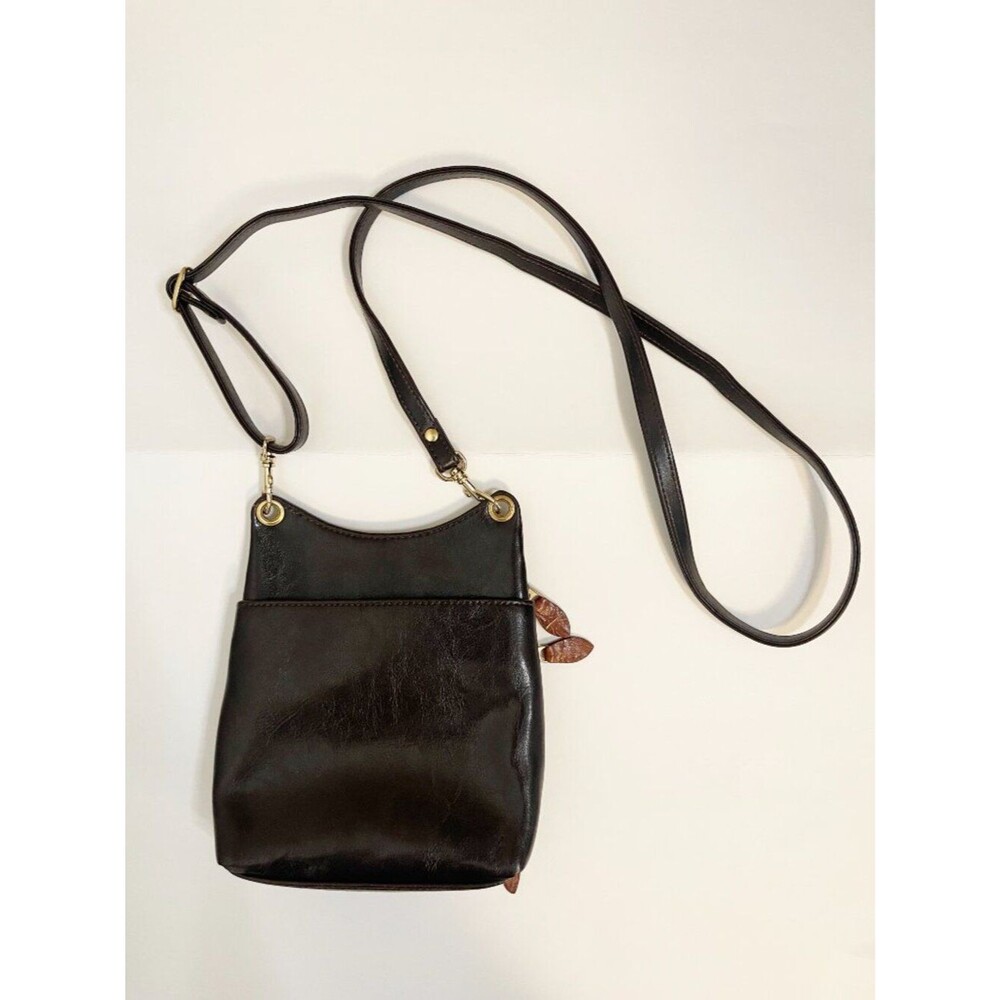 Vintage Bellarose Crossbody Purse Black Brown Faux Croc Organizer Bag Y2K - Picture 2 of 10